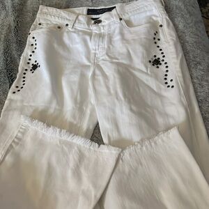 Jacob Cohen white size 27  Italian luxury jeans. Black stone accents as shown.